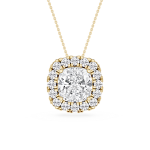 Cushion Lab Grown Diamond Halo Slide Pendant - 16 to 18 Inches