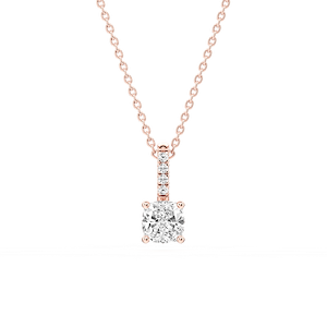 Cushion Lab Grown Diamond Pave Bail Solitaire Pendant - 16 to 18 Inches