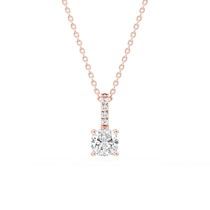 Cushion Lab Grown Diamond Pave Bail Solitaire Pendant - 16 to 18 Inches