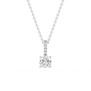 Cushion Lab Grown Diamond Pave Bail Solitaire Pendant - 16 to 18 Inches