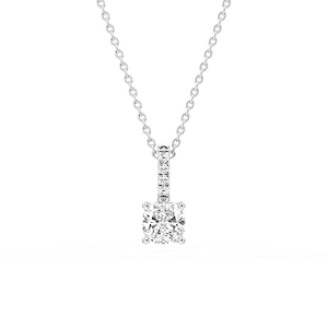 Cushion Lab Grown Diamond Pave Bail Solitaire Pendant - 16 to 18 Inches