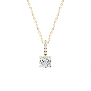 Cushion Lab Grown Diamond Pave Bail Solitaire Pendant - 16 to 18 Inches