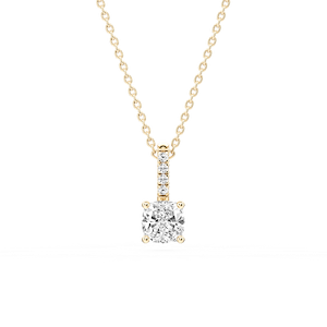 Cushion Lab Grown Diamond Pave Bail Solitaire Pendant - 16 to 18 Inches
