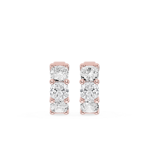 Cushion Lab Grown Diamond Three Stone Hoop Earrings