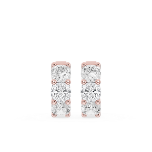 Cushion Lab Grown Diamond Three Stone Hoop Earrings