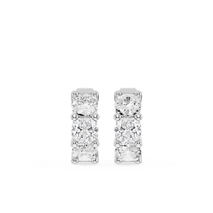 Cushion Lab Grown Diamond Three Stone Hoop Earrings