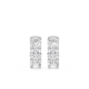Cushion Lab Grown Diamond Three Stone Hoop Earrings