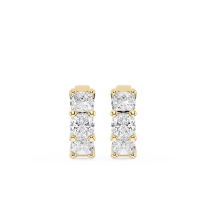 Cushion Lab Grown Diamond Three Stone Hoop Earrings