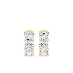 Cushion Lab Grown Diamond Three Stone Hoop Earrings
