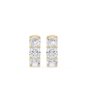 Cushion Lab Grown Diamond Three Stone Hoop Earrings