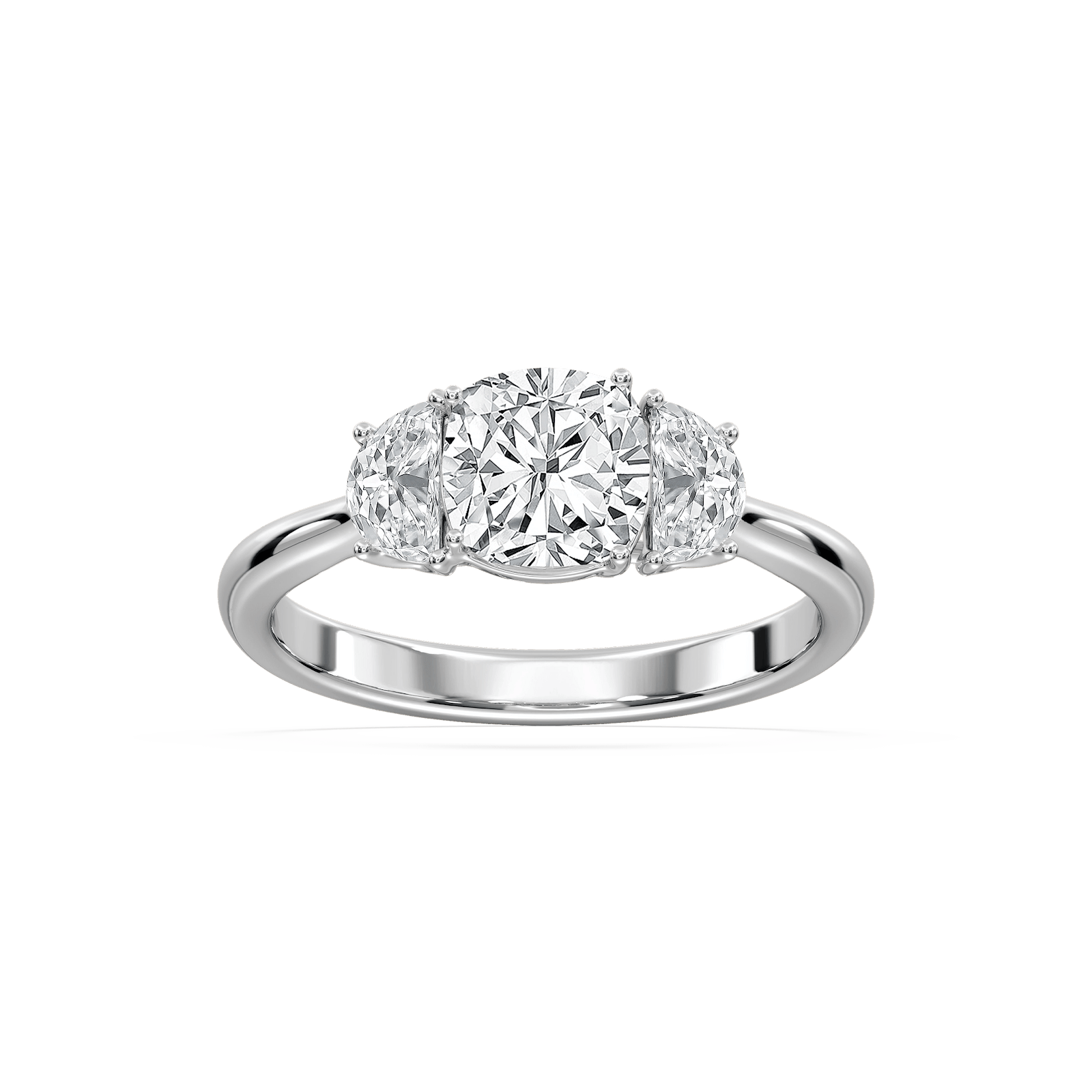 Cushion Trellis Three Stone Ring in Rose Gold