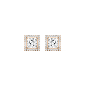 Princess Lab Grown Diamond Martini Halo Stud Earrings
