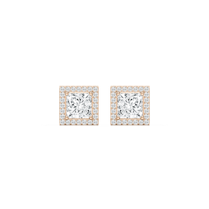 Princess Lab Grown Diamond Martini Halo Stud Earrings