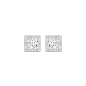 Princess Lab Grown Diamond Martini Halo Stud Earrings