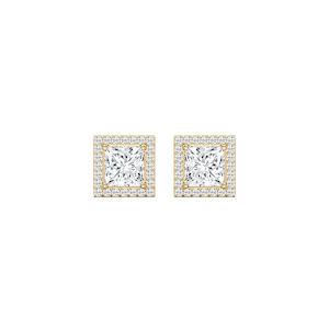 Princess Lab Grown Diamond Martini Halo Stud Earrings