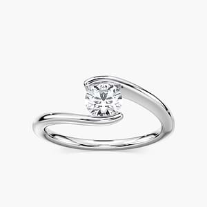 Daci Round Lab Grown Diamond Tension Style Solitaire Engagement Ring