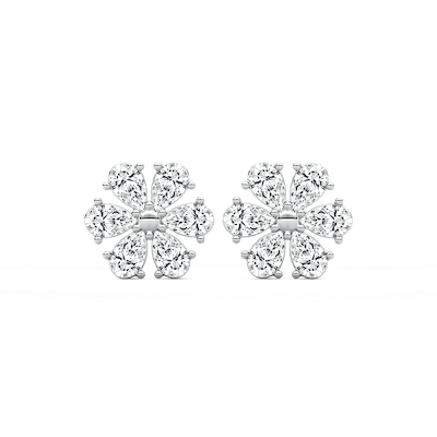 1/8 ctw Pear Lab Grown Diamond Daisy Stud Earrings