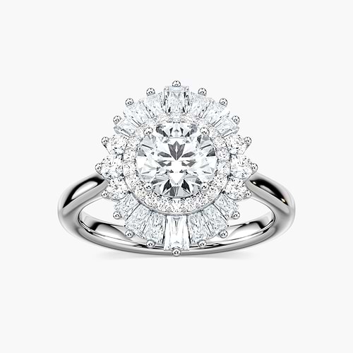 Delphine Round Lab Grown Diamond Ornate Vintage Double Halo Engagement Ring