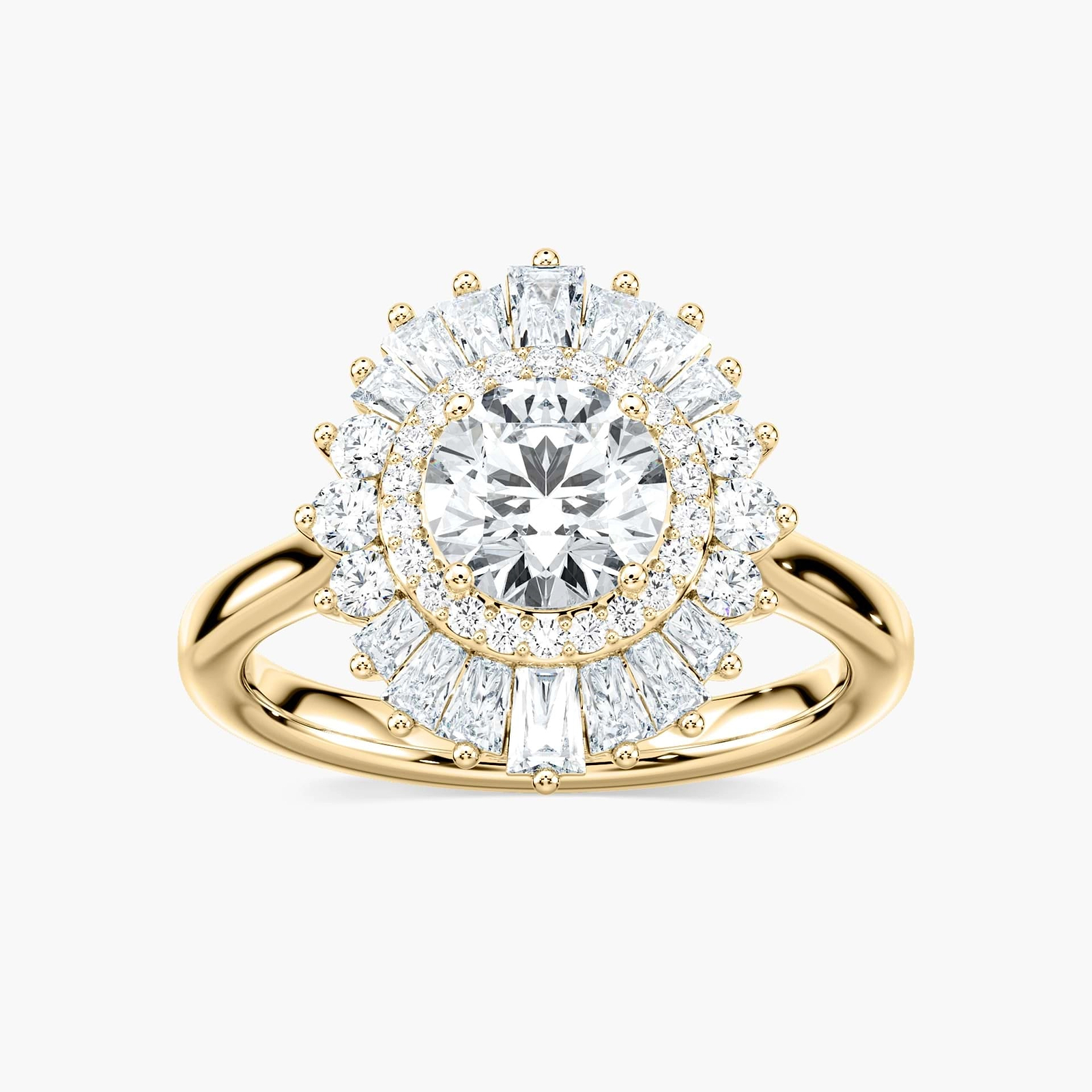 Delphine Round Lab Grown Diamond Ornate Vintage Double Halo Engagement Ring