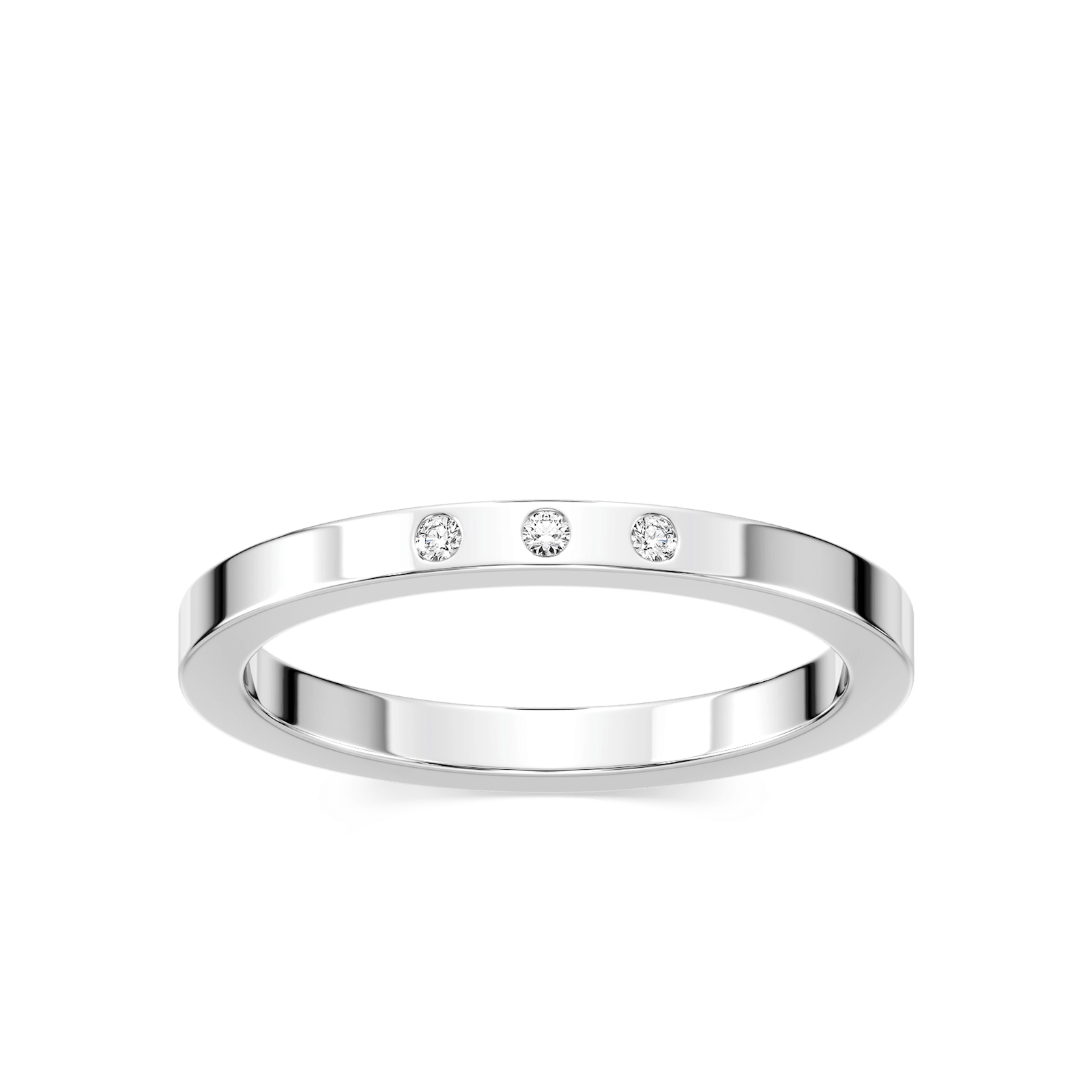 Shown in 14K White Gold with a Satin Finish|lab grown diamond accented band with satin finish in 14k white gold metal