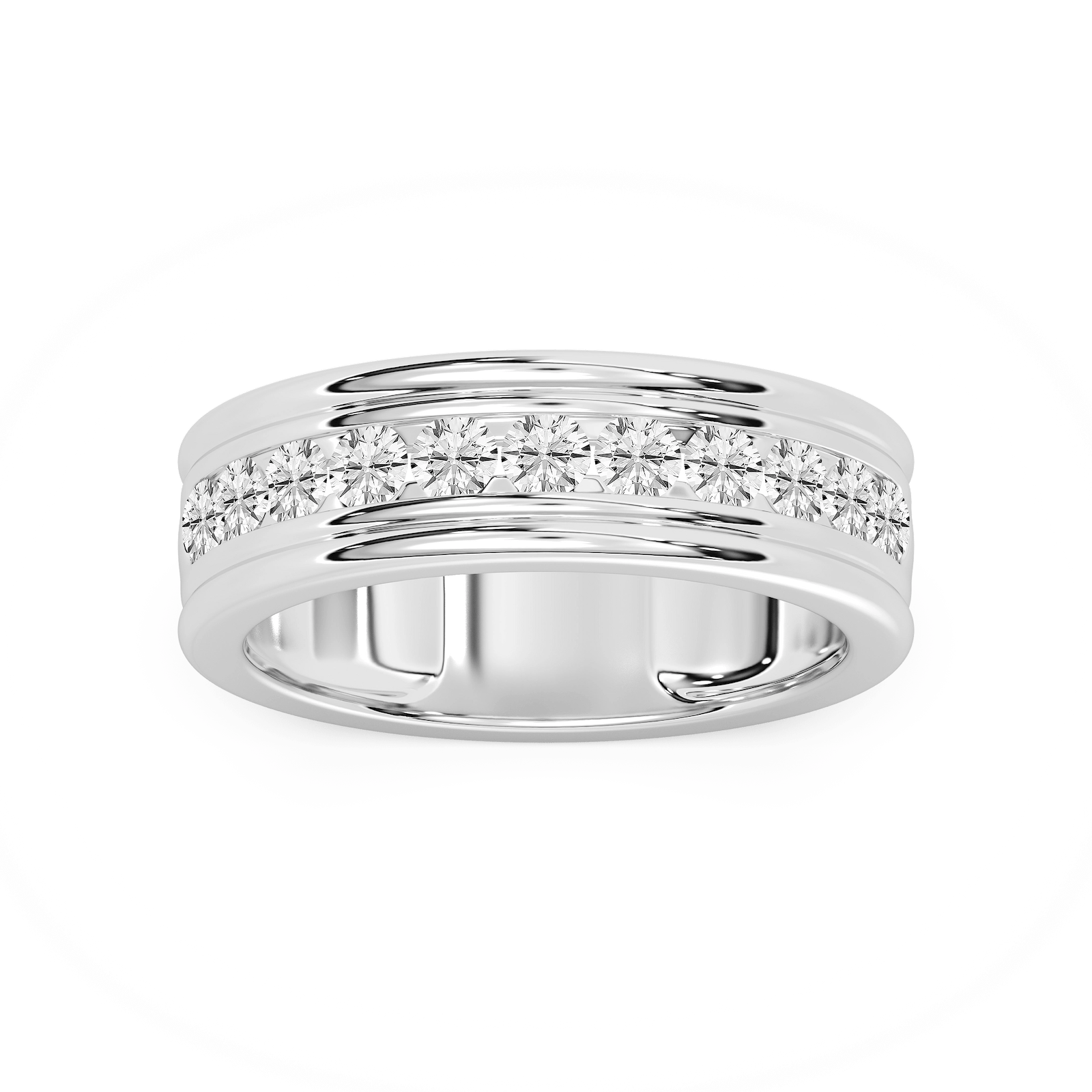 Alexander 1 ctw Round Lab Grown Diamond 7.25mm Channel Mens Wedding Band