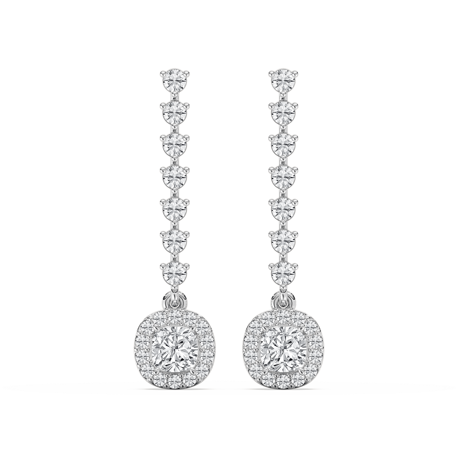 Diamond Halo Drop Earrings in Rose Gold