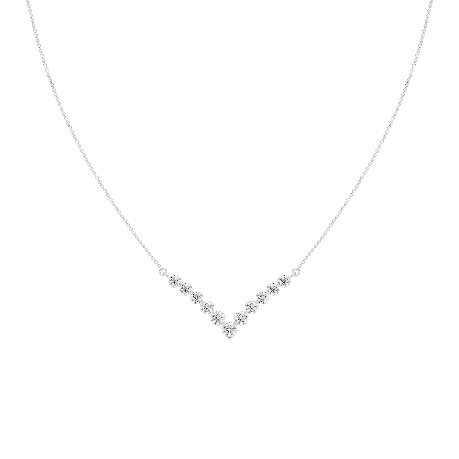 2 ctw Round Lab Grown Diamond Radiant Chevron Necklace - 18 Inches