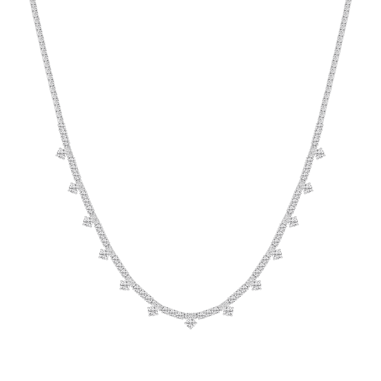 15 ½ ctw Round Lab Grown Diamond Dangle Tennis Necklace - 18 Inches - Signature Collection