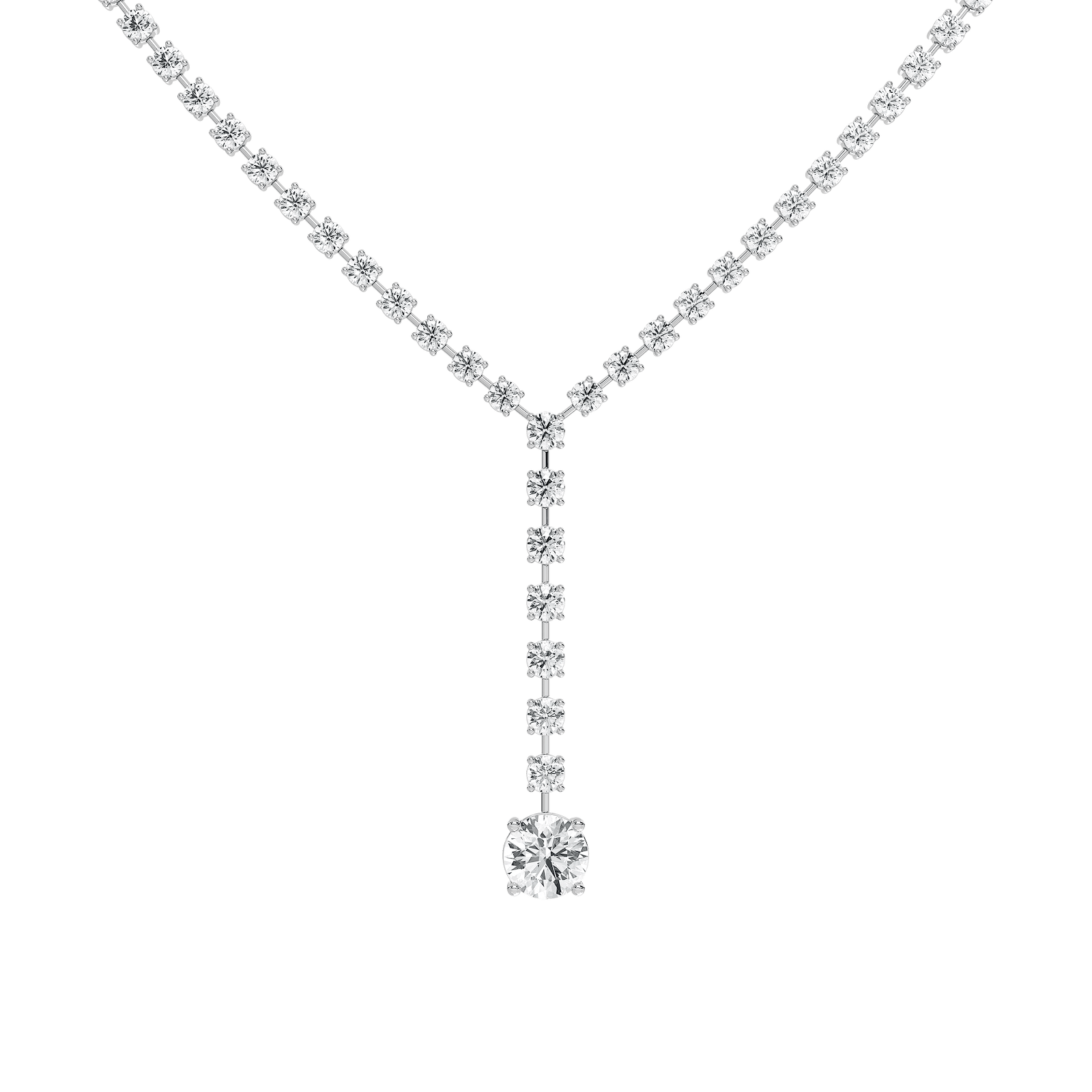 18 ⁷/₈ ctw Round Lab Grown Diamond Solitaire Drop Tennis Necklace - 18 Inches - Signature Collection