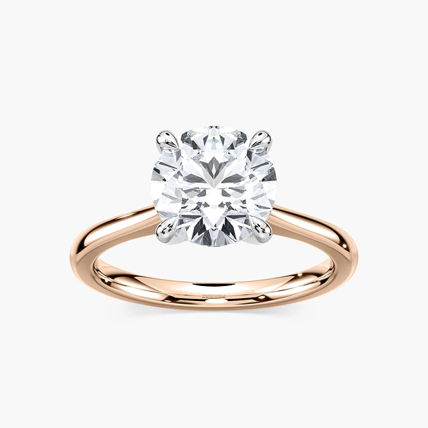 Marie Lab Grown Diamond Cathedral Claw Prong Solitaire Engagement Ring + 2.59 Carat Round Shaped, Excellent Cut, F Color, VS1 Clarity, GIA Certified Lab Grown Diamond