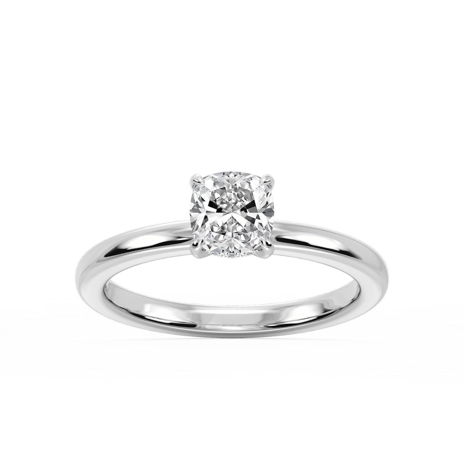 Donna Cushion Lab Grown Diamond Claw Prong Hidden Halo Engagement Ring