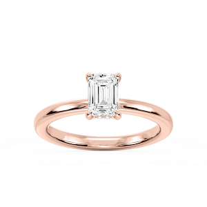Donna Emerald Lab Grown Diamond Claw Prong Hidden Halo Engagement Ring