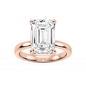 Donna Emerald Lab Grown Diamond Claw Prong Hidden Halo Engagement Ring
