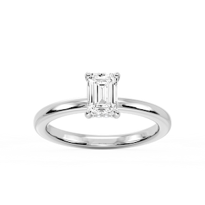 Donna Emerald Lab Grown Diamond Claw Prong Hidden Halo Engagement Ring