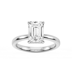 Donna Emerald Lab Grown Diamond Claw Prong Hidden Halo Engagement Ring