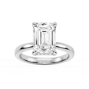Donna Emerald Lab Grown Diamond Claw Prong Hidden Halo Engagement Ring