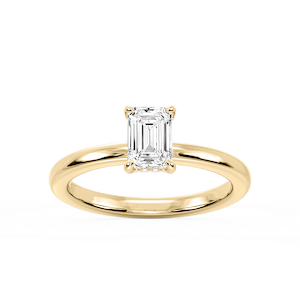 Donna Emerald Lab Grown Diamond Claw Prong Hidden Halo Engagement Ring
