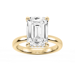 Donna Emerald Lab Grown Diamond Claw Prong Hidden Halo Engagement Ring