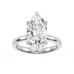 Donna Marquise Lab Grown Diamond Claw Prong Hidden Halo Engagement Ring