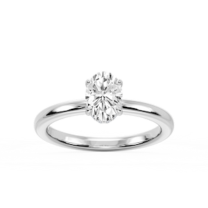 Donna Oval Lab Grown Diamond Claw Prong Hidden Halo Engagement Ring