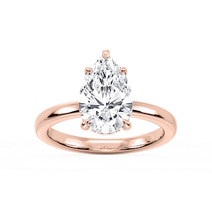 Donna Pear Lab Grown Diamond Claw Prong Hidden Halo Engagement Ring