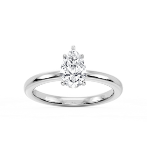 Donna Pear Lab Grown Diamond Claw Prong Hidden Halo Engagement Ring