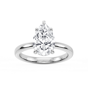 Donna Pear Lab Grown Diamond Claw Prong Hidden Halo Engagement Ring