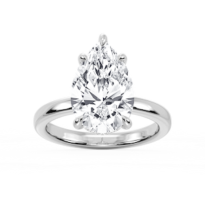 Donna Pear Lab Grown Diamond Claw Prong Hidden Halo Engagement Ring
