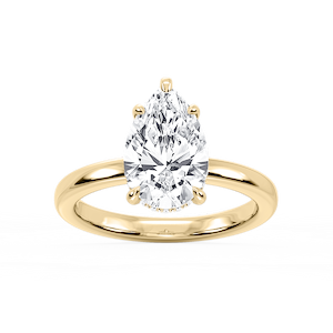 Donna Pear Lab Grown Diamond Claw Prong Hidden Halo Engagement Ring
