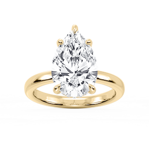 Donna Pear Lab Grown Diamond Claw Prong Hidden Halo Engagement Ring