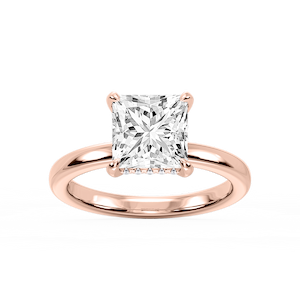 Donna Princess Lab Grown Diamond Claw Prong Hidden Halo Engagement Ring
