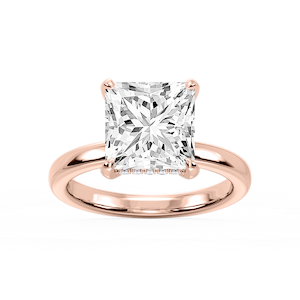 Donna Princess Lab Grown Diamond Claw Prong Hidden Halo Engagement Ring