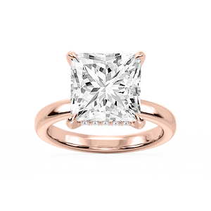 Donna Princess Lab Grown Diamond Claw Prong Hidden Halo Engagement Ring