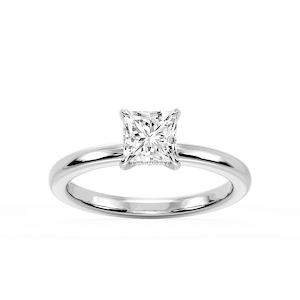 Donna Princess Lab Grown Diamond Claw Prong Hidden Halo Engagement Ring